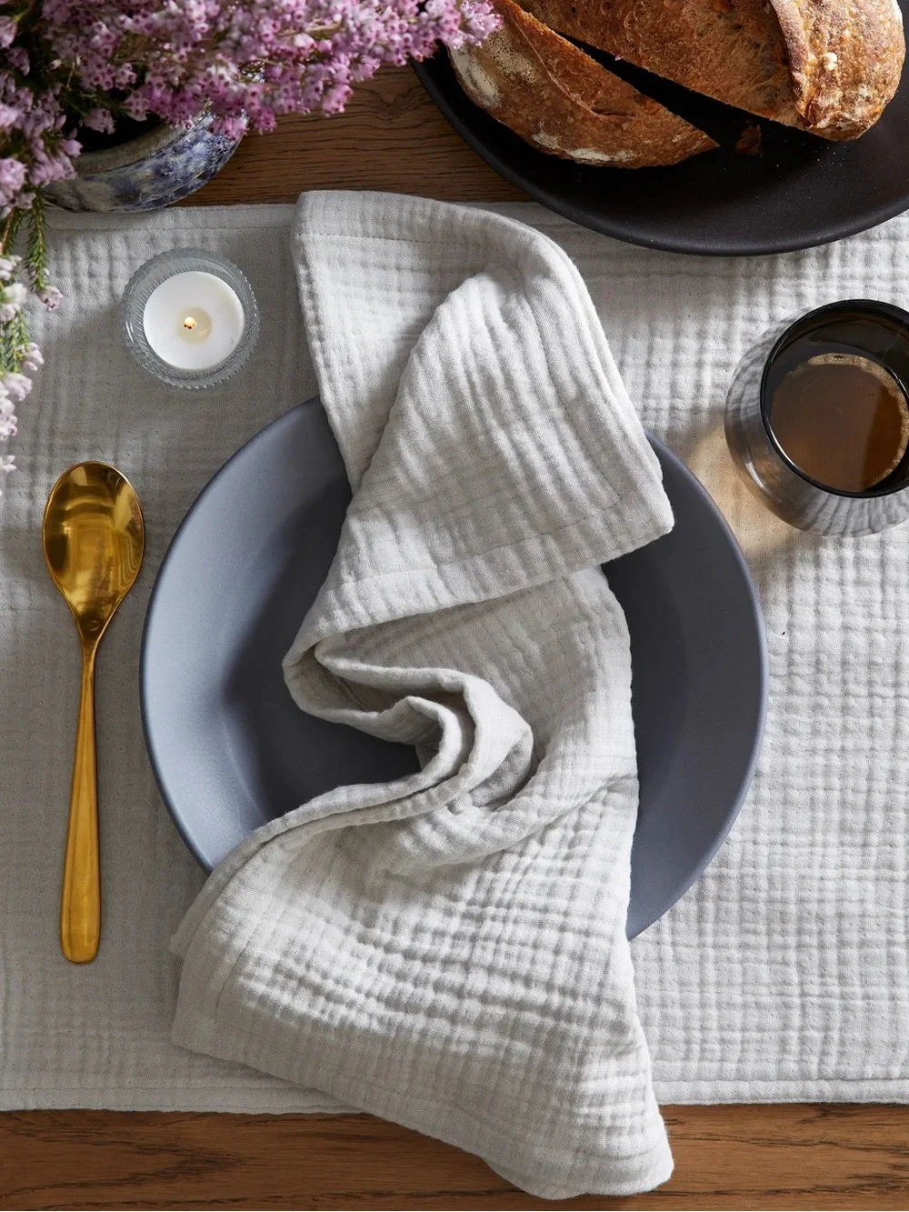 NWT QUINCE Organic Cotton Gauze Napkins Light Grey 3097